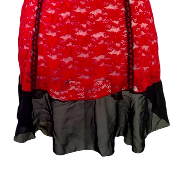 Vintage Linea Donatella sexy red & black lace padded babydoll chemise dress MED - Picture 4 of 6